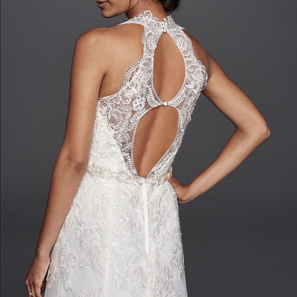 Jewel Lace Wedding Dress with Helter Neckline